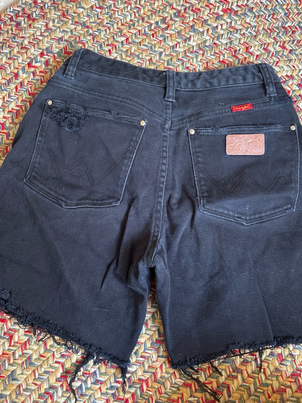 Wrangler Black Distressed Cutoff Denim Shorts - Men